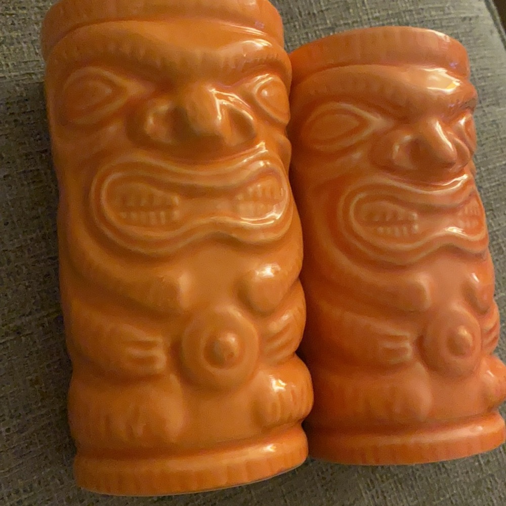 NEW set of 2 Orange Tiki Cocktail Mugs - Picture 2 of 6